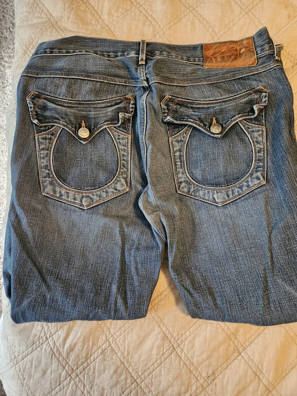 True Religion Men's Bootcut Jeans in Dark Blue Denim